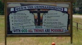 Woman is being ordered to remove Ten Commandments Sign from her private property